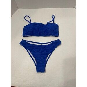 ZAFUL Textured Bandeau Bikini Size S Blue